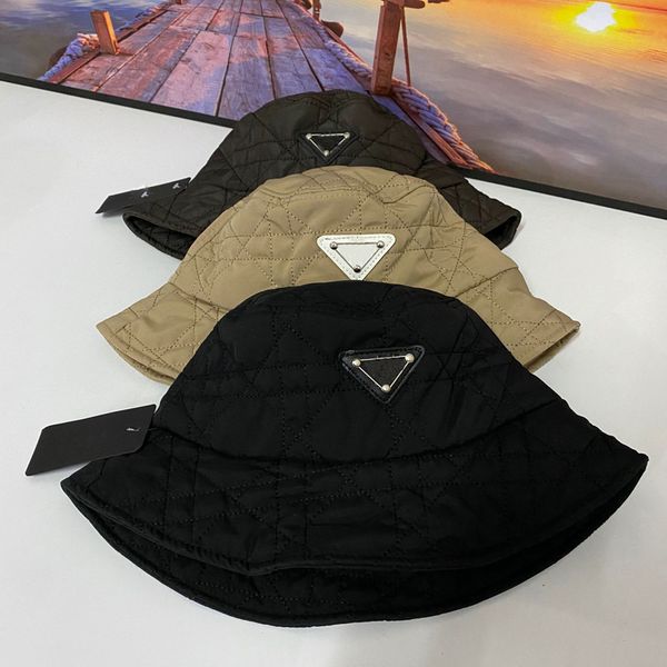 

autumn and winter bucket caps p inverted triangle letter fashion simple down men's and women's cotton fisherman hat wholesale, Blue;gray