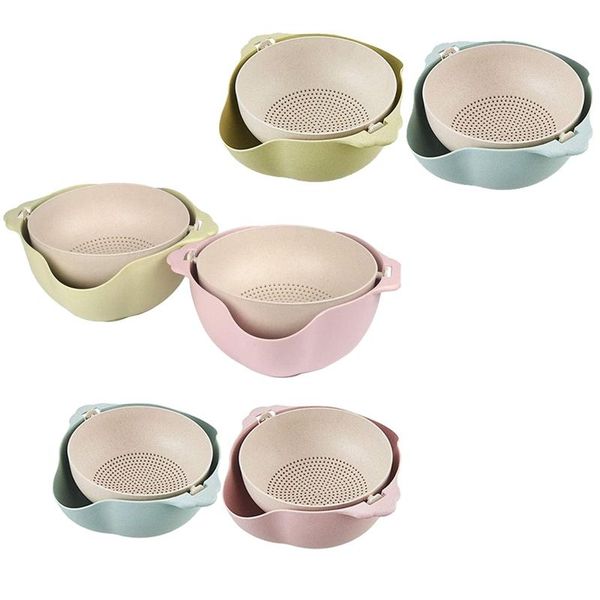 

storage baskets 2 in 1 kitchen colander/strainer bowls,2 pack double layerde detachable drain basin/basket,fruits cleaning