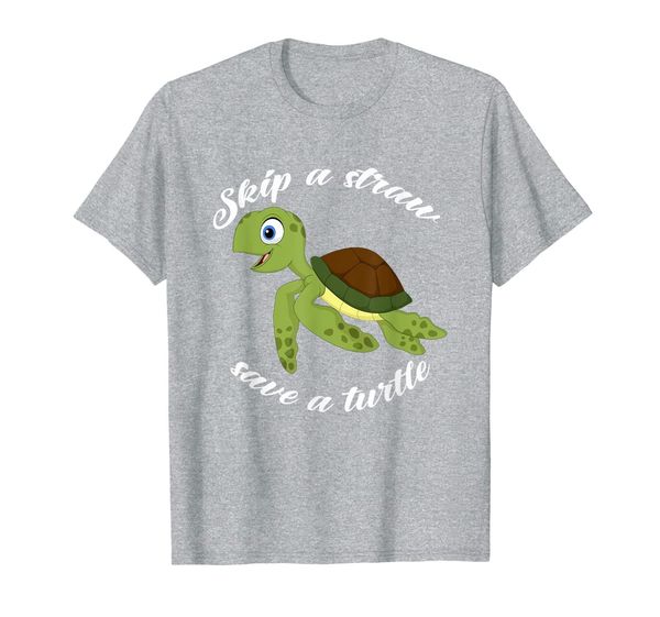 

skip a straw save a turtle - keep the sea plastic t-shirt, White;black