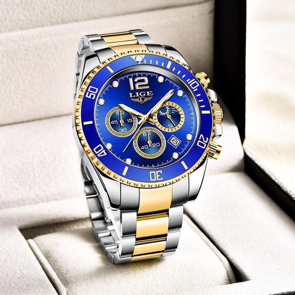 

wristwatches 2021 lige fashion diver men watch waterproof date clocks sport watches quartz wristwatch steel dive, Slivery;brown
