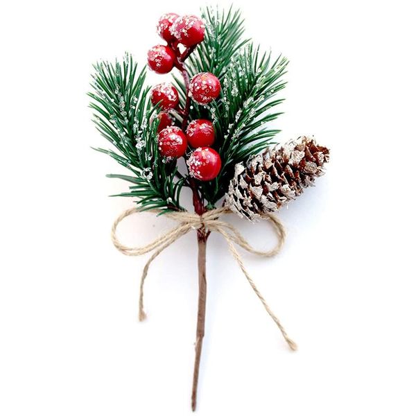 

novelty items red berry stems pine branches evergreen christmas berries decor 8 pcs artificial cones branch craft wreath pick