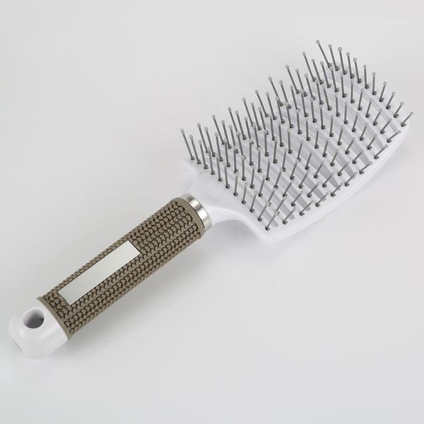 

professional anti-static hair brush curved row comb scalp massager barber hairdressing styling tools well wh9981, Silver