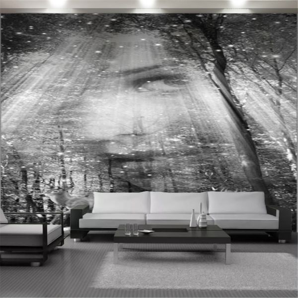 Personalizado 3d paisagem papel de parede fantasia floresta beleza face mural sala sala de estar quarto decoração pintura papéis de parede papéis de parede