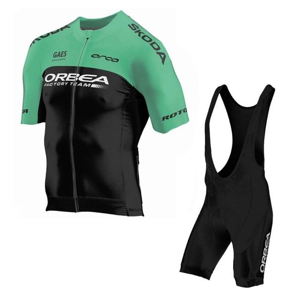 

racing sets 2021 orbea short sleeve cycling jerseys set bib shorts bicycle clothes gel pad clothing, Black;blue