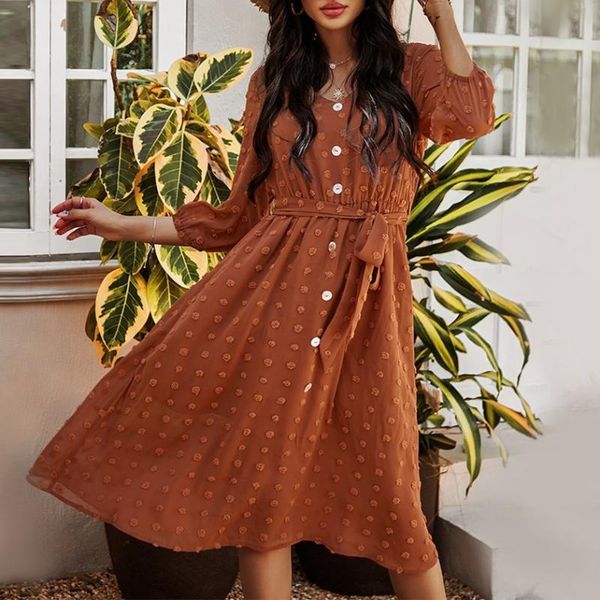 

casual dresses summer v-neck lanes dress women the line midi button elegant ladies vintage holiday dressed as beach, Black;gray