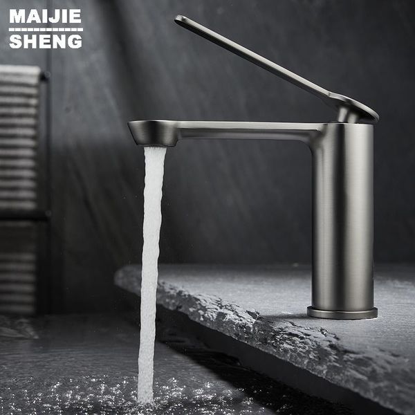 

bathroom sink faucets deck mounted basin faucet black grey single hole water tap and cold mixer mitigeur salle de bain