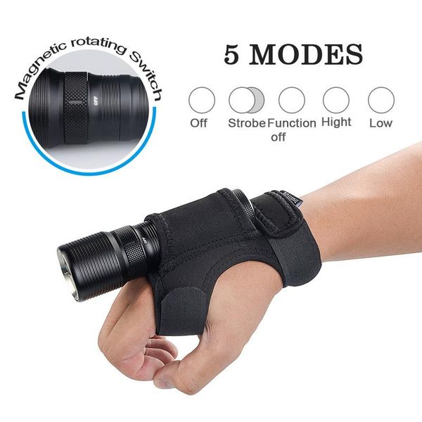 

waterproof ipx8 diving led light flashlights torches
