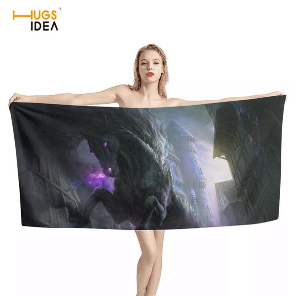 

black dark horse pattern design bath beach towel soft absorbent resistant bathroom shower for travel