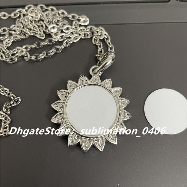 

noosa chunks metal pendants sunflower charms necklace diy jewelry with 18mm snap buttons and sublimation aluminum sheets