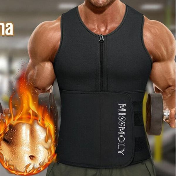 

sweat sauna vest men waist mens trainer weight loss body shaper tank male gym fitness neoprene back support, White;black