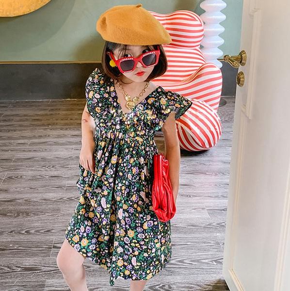 

girl's dresses mihkalev v-neck kids floral for girls summer 2021 beach dress 2-7y children dancel clothing tutu, Red;yellow