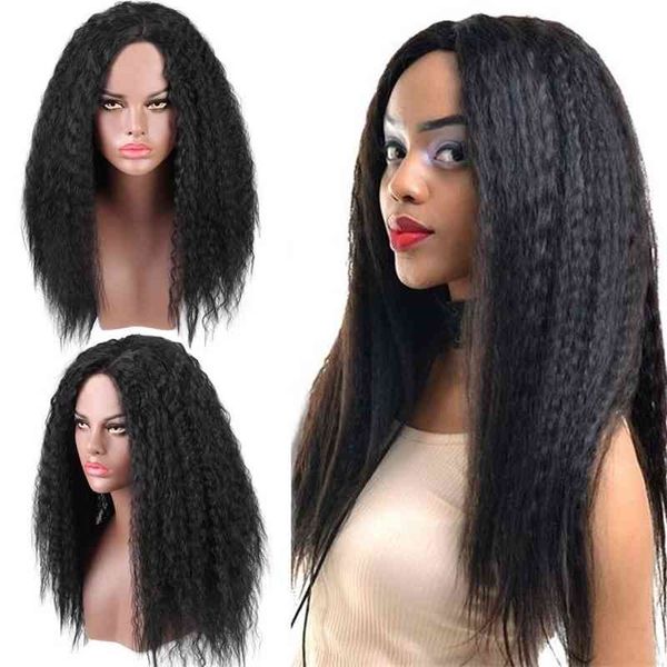 

bangs women's black split long curly hair women's life wig