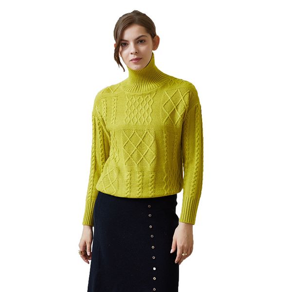 

sweaters autumn women's knitted style korean lazy pullover turtleneck solid color thick warm women sweater, White;black