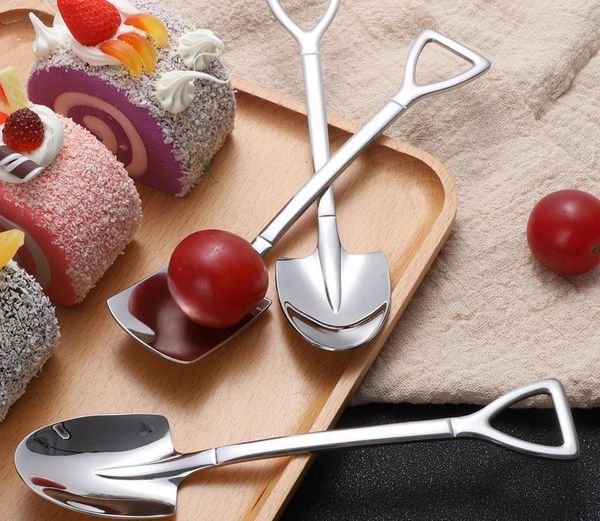 

stainless steel spoon mini shovel shape coffee spoons cake ice cream desserts scoop fruits watermelon sn287