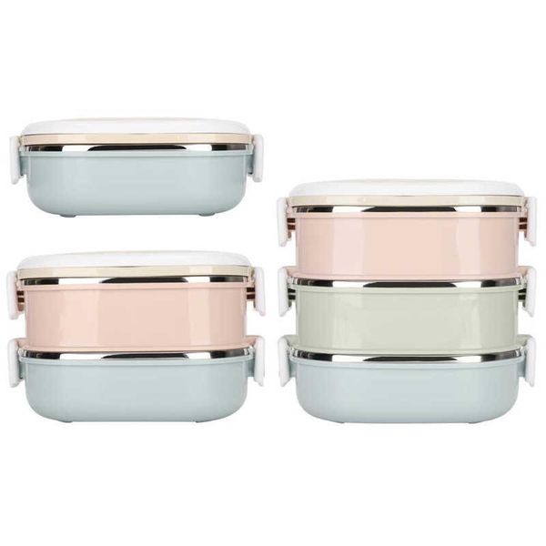 

microwave bento box lunch portable stainless steel insulated thermal container for student children work dinnerware sets