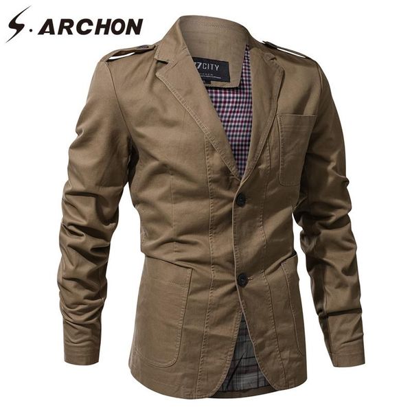 

men's jackets s.archon 3d tactical windproof pilot men cotton notched pocket military field outerwear coats casual army flight jacket, Black;brown