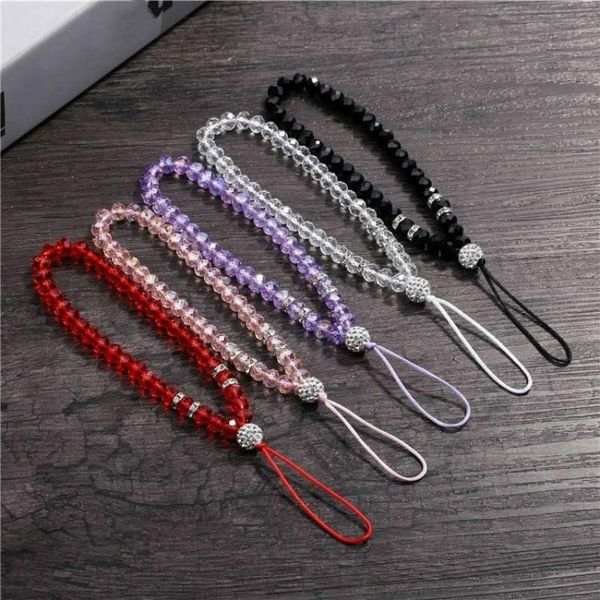 

cell phone straps & charms 1pc luxury crystal mobile lanyards for keys bling diamond hand wrist strap rope cord holder lanyard phones