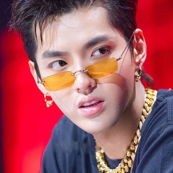

sunglasses 2021 personalized ocean wu yifan fashion small square trendy rimless, White;black
