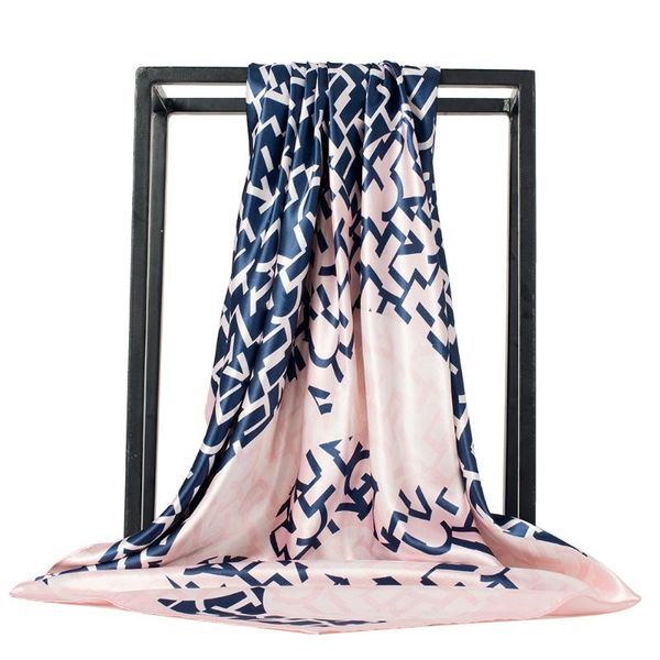 

scarves square silk neck scarf women office ladies shawl bandanna 90cm muslim hijab kerchief foulard muffler fj182, Blue;gray