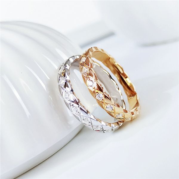 

ultra narrow fashion s925 sterling silver gold plated hand set diamond x-shaped cnc cutting ring for men and women