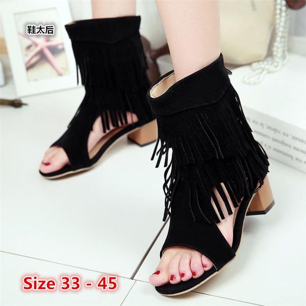 

sandals summer pumps gladiator shoes women high heels open toe sandal lady ankle strap pump small big size 33 - 45, Black