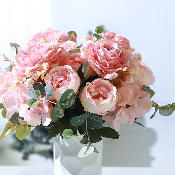 

rose artificial flowers peony hybrid bouquet home room wall wedding decoration holding flower autumn plastic stem fake decorative & wreaths