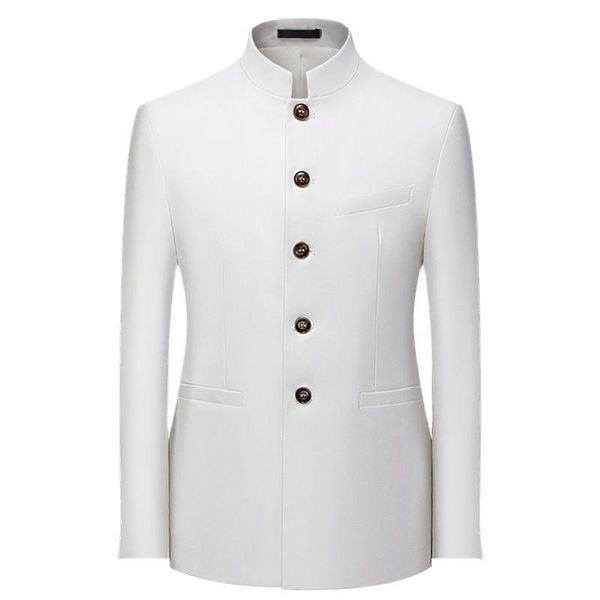 

men's suits & blazers chinese stand collar men blazer 6xl big size solid casual suit jacket slim fit mens wedding yellow burgundy white, White;black
