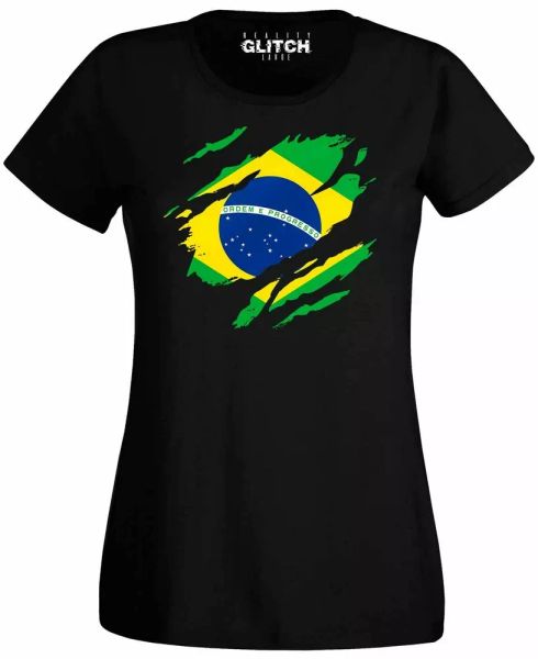 

torn brazil flag women's t-shirt brazilian world cup football supporter proud, White;black