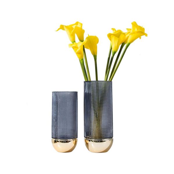 

vases light luxury glass vase hydroponic flower pot gold-plated corrugated home ornament crafts ornaments