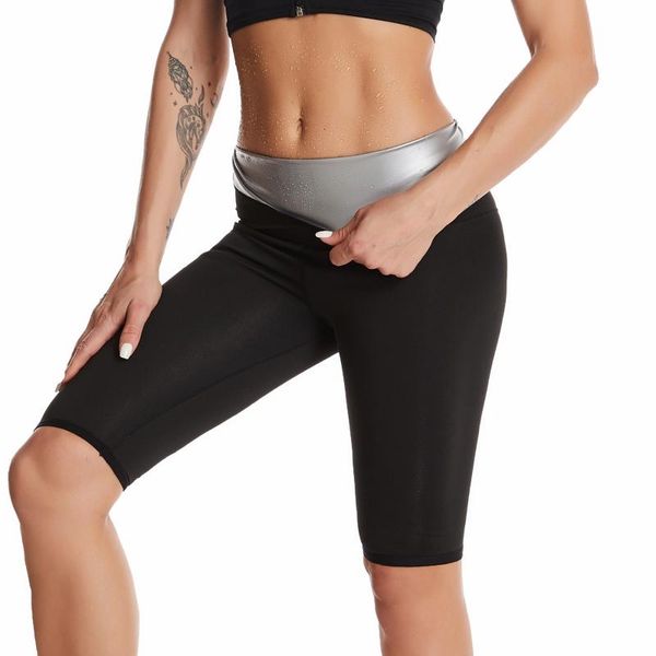 

product upgrade sweat sauna pants body shaper slimming thermo shapewear shorts waist trainer fitness leggings workout suit women's shap, Black;white