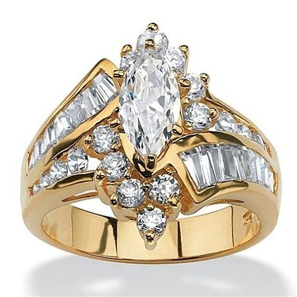 

wedding rings classic luxury oval white cz gold ring propose marriage women's fine jewellery gift fashion party bridal engagement, Slivery;golden
