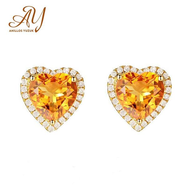 

anillos yuzuk 925 silver heart-shaped yellow crystal earrings color jewellery and ladies gifts charm jewelry wholesale dangle & chandelier