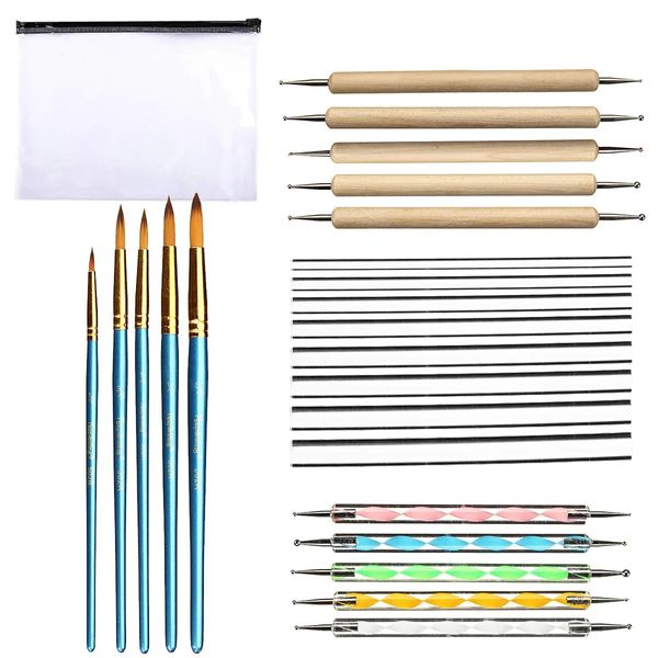 24шт Мандала Dotting Tools Rock Painting Kit Dot Nail Art Pen Paint Track