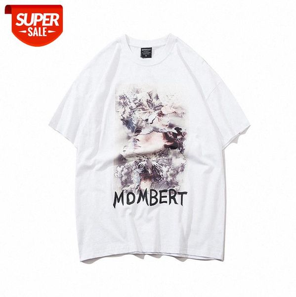 

spring european and american high street simple basic t-shirt oversize beauty avatar illustration print short-sleeved tee #en2p, White;black