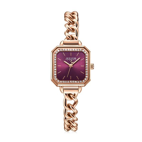 

julius women watches ja-1273 steel band bracelet dress ladies wrist female casual clock quartz chain gift box wristwatches, Slivery;brown