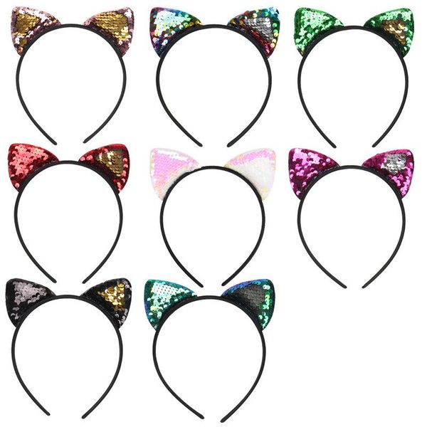 

hair accessories 1pcs sequin big bow girl party headband 544, Slivery;white
