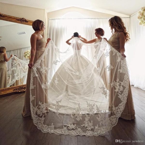 

bridal veils 2021 designed single layer lace appliques amazing wedding accessories dresses, Black