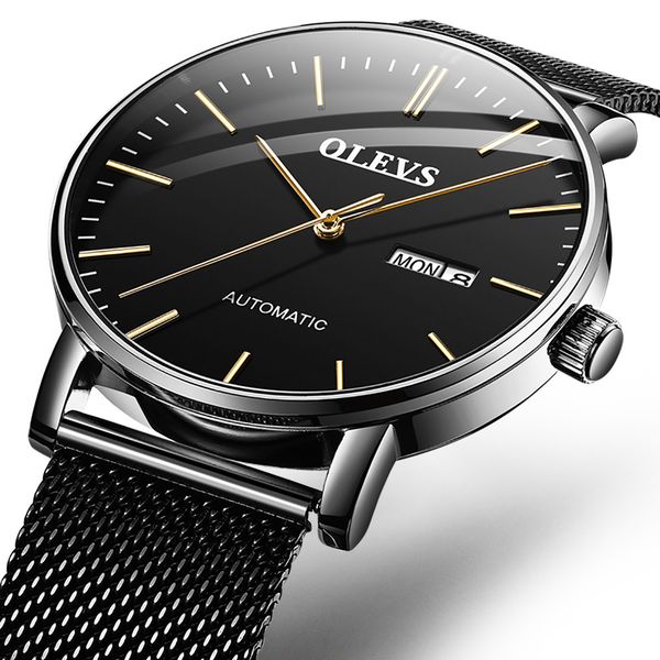 

olevs 2021 simple men fashion ultra-dunne watches business rust samples gaas riem mechanical watch relogio masculino, Slivery;brown