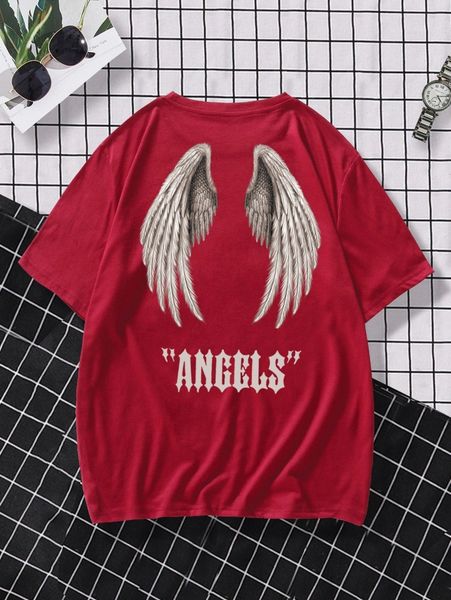 

men letter and wings print tee b6j4#, White;black