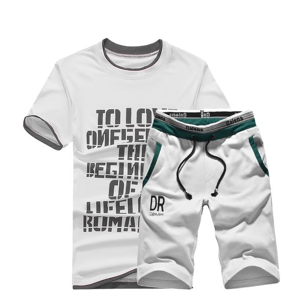 

men's tracksuits summer mens sets short sleeve print tracksuit men sportswear casual 2 pieces set t-shirt+shorts male clothes slim, Gray