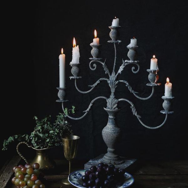 

candle holders 7 arms country style retro vintage metal candlestick holder