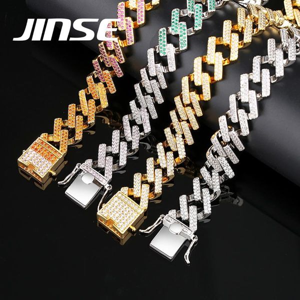 

15mm necklace iced out micro pave cubic zirconia cuban chain hip hop jewelry gift for party chains, Silver