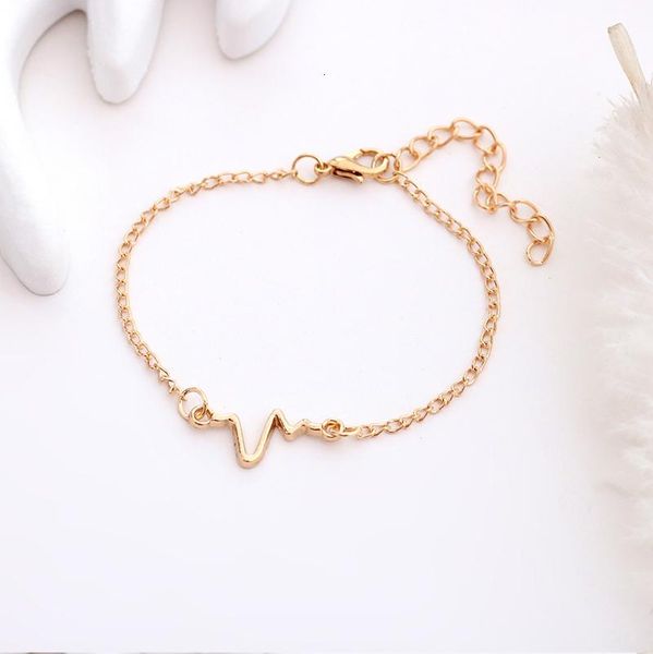 

charm bracelets simple fashion bracelet ecg temperament female jewelry personality zinc alloy black gold birthday gift, Golden;silver