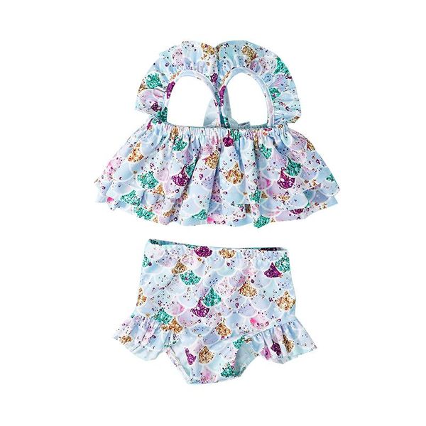 

girl suits 2pcs summer sling baby swimsuit sets fashion polyester print bikini seaside beach clothes ropa one-pieces, Black