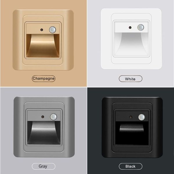 

wall lamp 2w night light intelligent pir motion detector sensor led stair recessed step ladder kitchen foyer