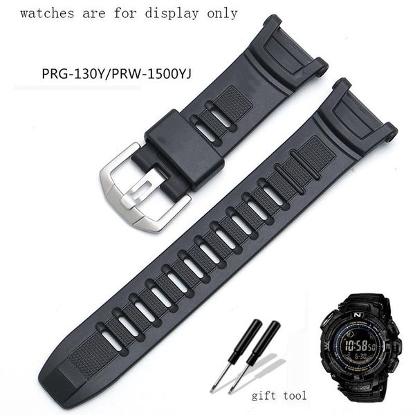 

watch bands peiyi rubber resin band black strap suitable for prg-130y/-1500y series mountaineering waterproof chain, Black;brown