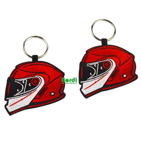 

keychains 1pcs motorcycle embroidered keychain woven key tag for decoration, Silver