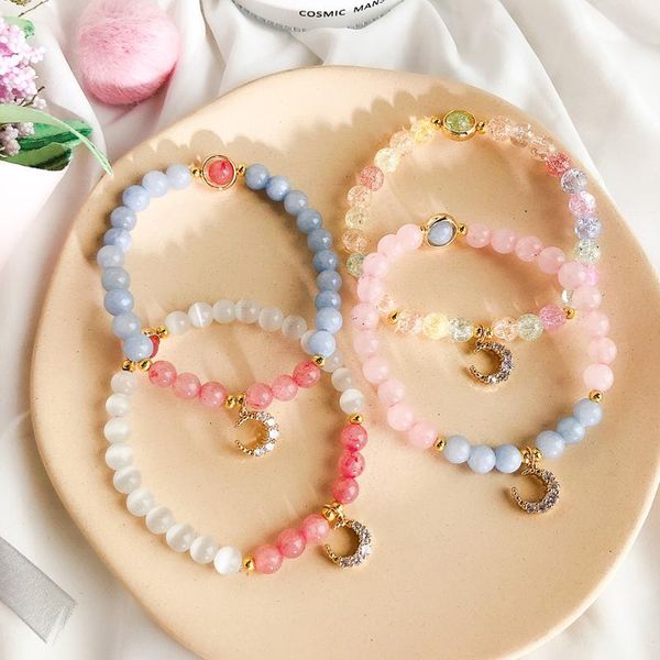 

charm bracelets bohemian cymophane moon crystal & bangles for women beads handmade tassel bracelet boho femme jewelry b12, Golden;silver