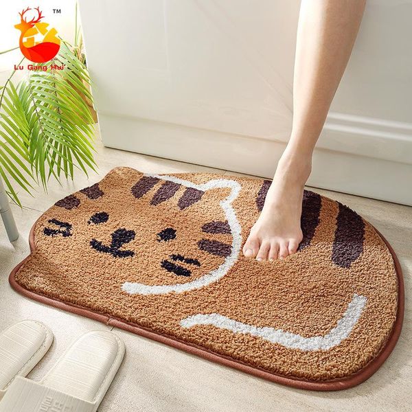 

cat home bathroom floor mat bedroom rug absorbent non-slip bath mats