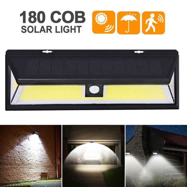 

solar lamps 180 led street light pir motion sensor outdoor garden lamp waterproof smart remote control wall spotlight